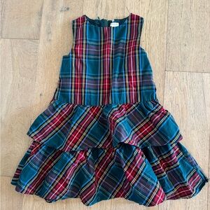 Crewcuts Girls Plaid Tiered Holiday Dress Size 8